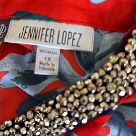 Jennifer Lopez Red and Blue Patterned Dress - Picture 7 of 7